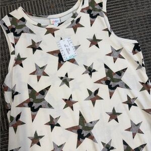 NWT LuLaRoe Cocoa Cream Star Camo Tank Americana Sz 2XL